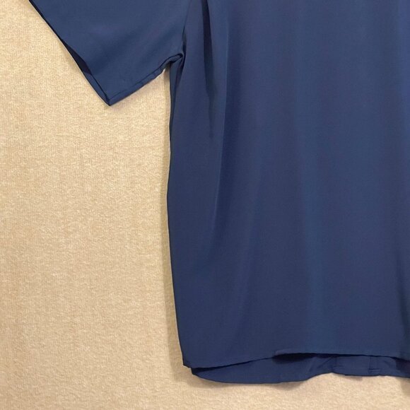 Notations Blouse Women's 10 Petite Navy Blue Short Sleeves - Picture 10 of 11